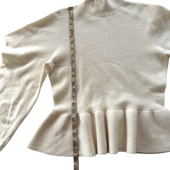 ULLA JOHNSON ROSA WOOL TURTLENECK STRUCTURED PEPLUM IVORY SWEATER PETITE - Picture 15 of 16